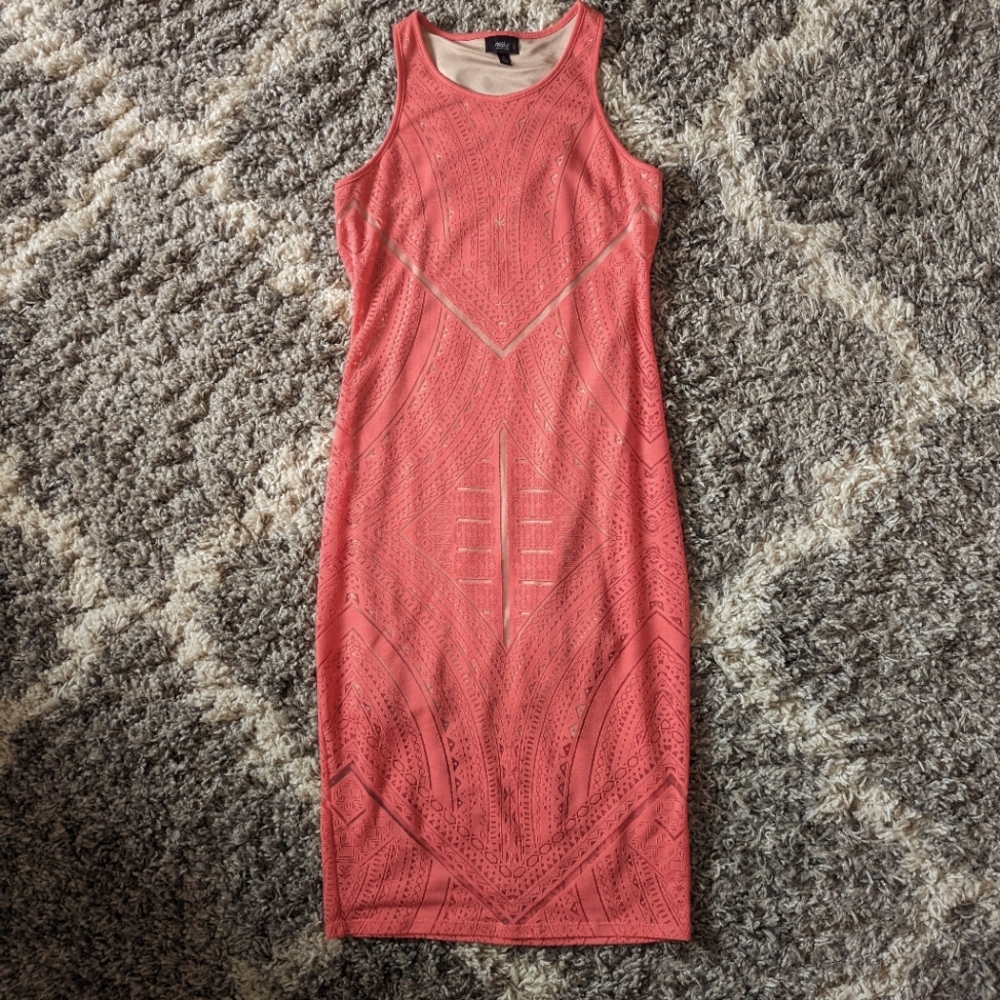 Massimo Coral Sleeveless Midi Dress